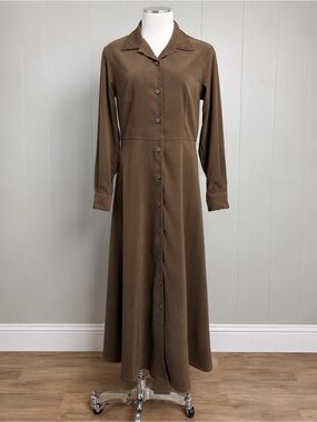 Vintage J.G. Hook Brown Maxi Dress Whipstitch Collar Western Equestrian Size 4